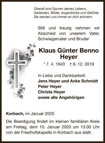 Traueranzeige von Klaus Günter Benno von WLZ