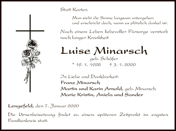 Traueranzeige von Luise Minctesch von WLZ