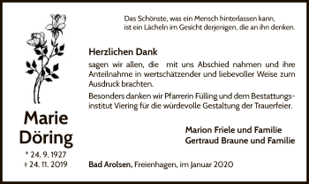 Traueranzeige von Marie Döring von WLZ