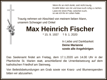 Traueranzeige von Max Heinrich Fischer von WLZ