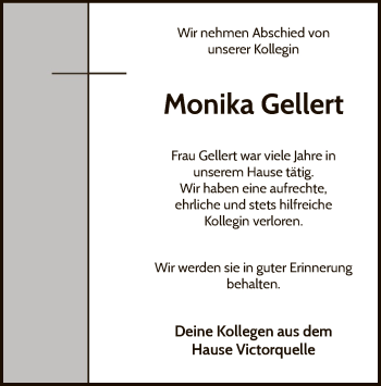 Traueranzeige von Monika Gellert von WLZ