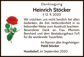 Traueranzeige von Heinrich Stöcker von WLZ