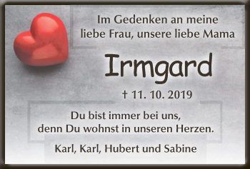 Traueranzeige von Irmgard Pickhardt von WLZ