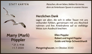 Traueranzeige von Marry Pöppler von WLZ
