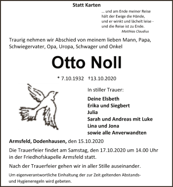 Traueranzeige von Otto Noll von WLZ