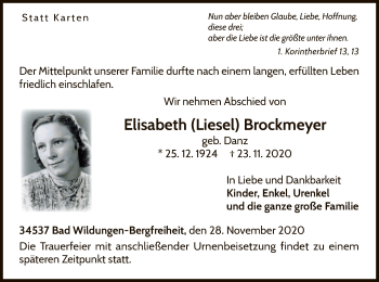 Traueranzeige von Elisabeth Brockmeyer von WLZ