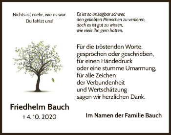 Traueranzeige von Friedhelm Bauch von WLZ