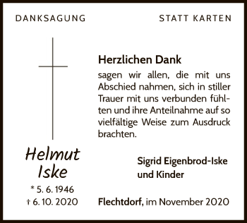 Traueranzeige von Helmut Iske von WLZ