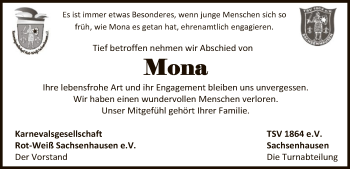 Traueranzeige von Mona Volke von WLZ