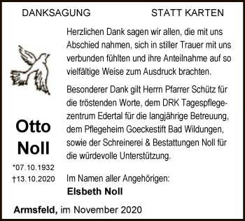 Traueranzeige von Otto Noll von WLZ