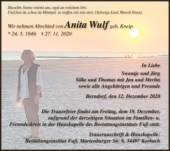 Traueranzeige von Anita Wulf von WLZ