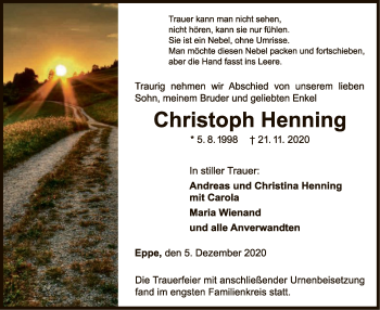 Traueranzeige von Christoph Henning von WLZ