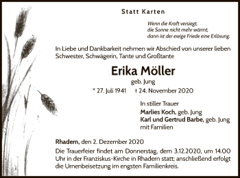 Traueranzeige von Erika Möller von WLZ