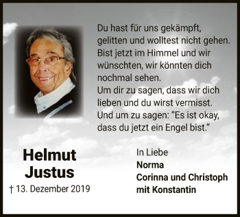 Traueranzeige von Helmut Justus von WLZ