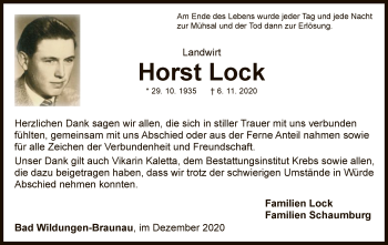 Traueranzeige von Horst Lock von WLZ