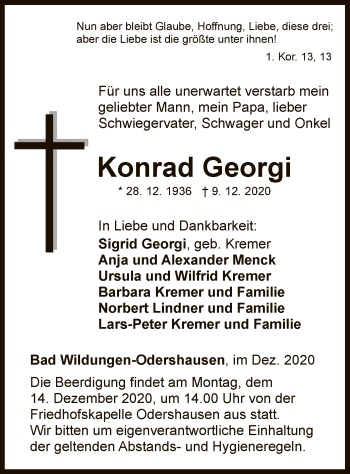 Traueranzeige von Konrad Georgi von WLZ