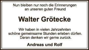 Traueranzeige von Walter Grötecke von WLZ