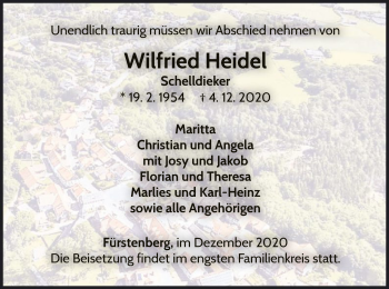 Traueranzeige von Wilfried Heide von WLZ