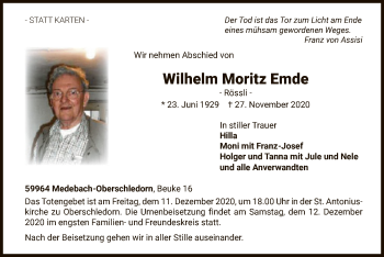 Traueranzeige von Wilhelm Moritz Emde von WLZ