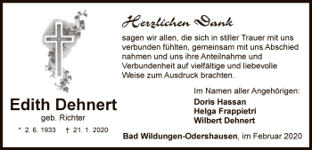 Traueranzeige von Edith Dehnert von WLZ