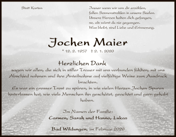 Traueranzeige von Jochen Maier von WLZ