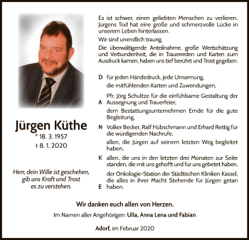 Traueranzeige von Jürgen Küthe von WLZ