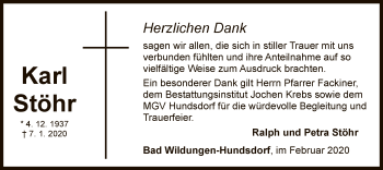Traueranzeige von Karl Stöhr von WLZ