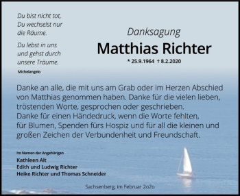 Traueranzeige von Matthias Richter von WLZ