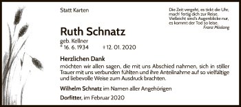 Traueranzeige von Ruth Schnatz von WLZ