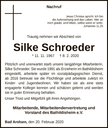 Traueranzeige von Silke Schroeder von WLZ