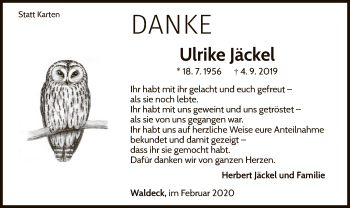 Traueranzeige von Ulrike Jäckel von WLZ