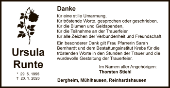 Traueranzeige von Ursula Runte von WLZ
