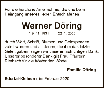 Traueranzeige von Werner Döring von WLZ