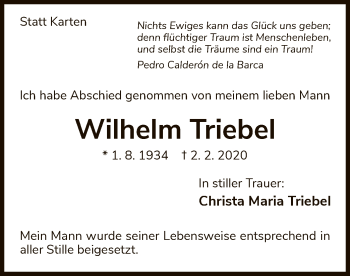 Traueranzeige von Wilhelm Triebel von WLZ