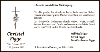 Traueranzeige von Christel Figge von WLZ