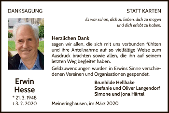 Traueranzeige von Erwin Hesse von WLZ