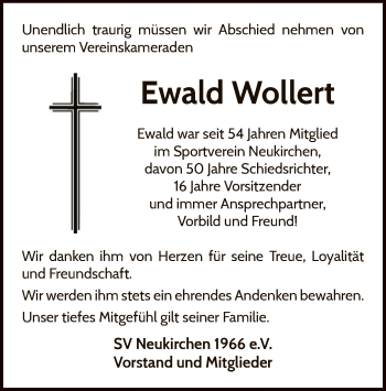 Traueranzeige von Ewald Wollert von WLZ