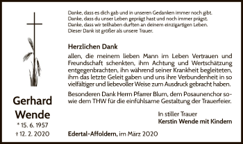 Traueranzeige von Gerhard Wende von WLZ