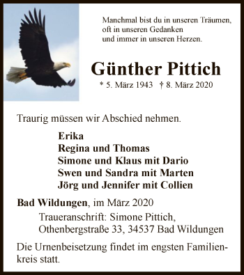 Traueranzeige von Günther Pittich von WLZ