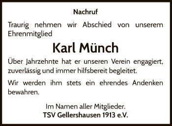 Traueranzeige von Karl Münch von WLZ