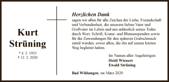 Traueranzeige von Kurt Strüninger von WLZ