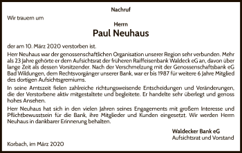 Traueranzeige von Paul Neuhaus von WLZ
