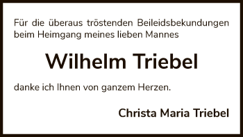 Traueranzeige von Wilhelm Triebel von WLZ