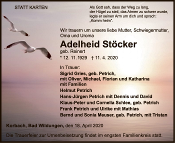 Traueranzeige von Adelheid Stöcker von WLZ