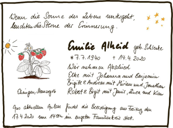 Traueranzeige von Emilie Alheid von WLZ