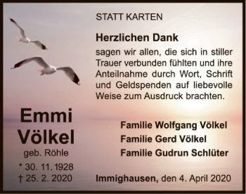 Traueranzeige von Emmi Völkel von WLZ