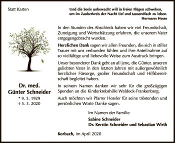 Traueranzeige von Günter Schneider von WLZ