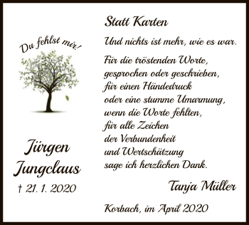 Traueranzeige von Jürgen Jungclaus von WLZ