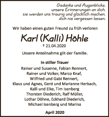 Traueranzeige von Karl Höhle von WLZ