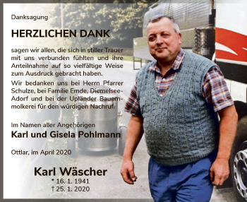 Traueranzeige von Karl Wäscher von WLZ